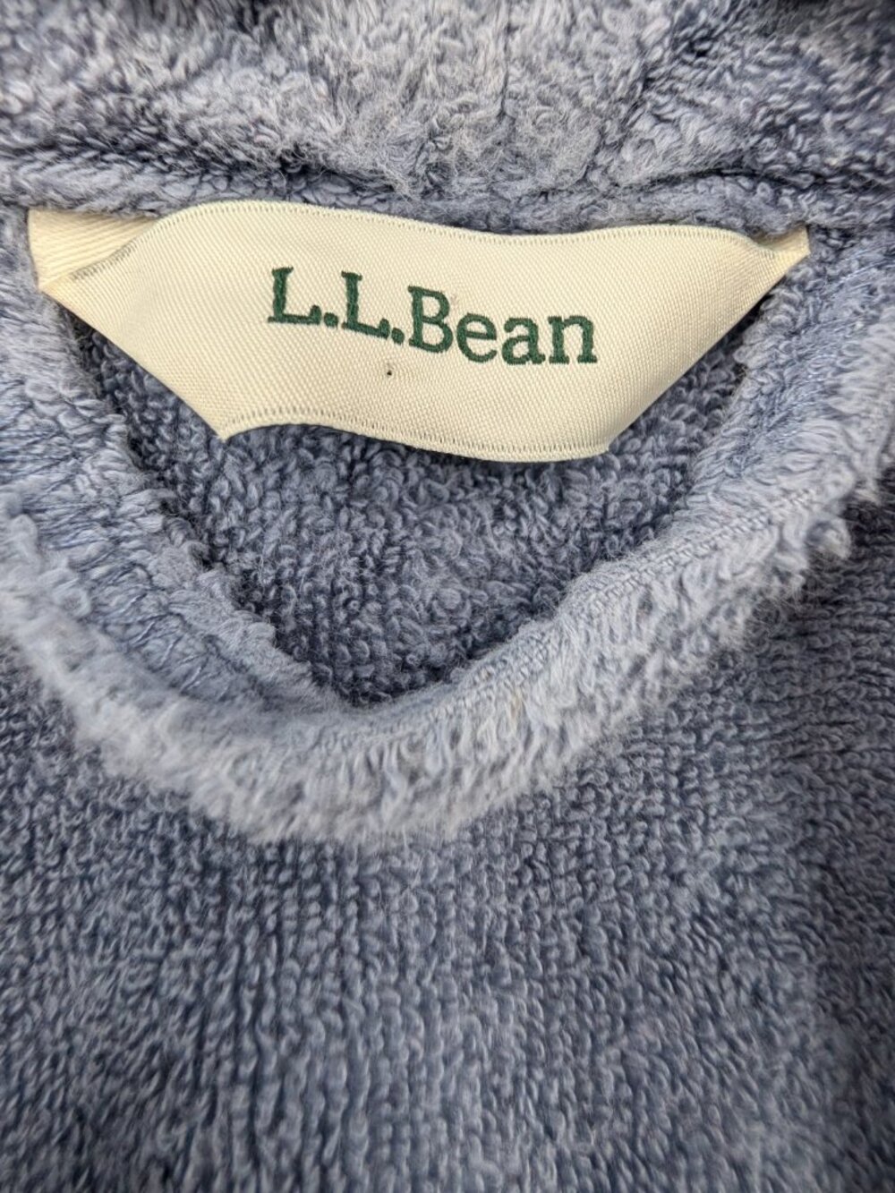 VTG LL Bean Robe Bathrobe Womens Sz M Blue Cotton Terry Shawl Collar Belt Pocket - Picture 2 of 9
